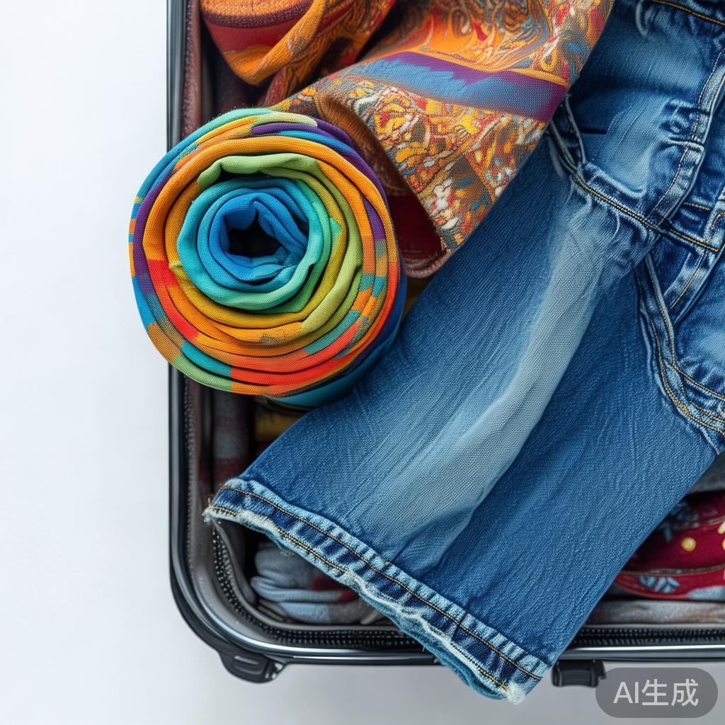 自驾游行李打包,把全家人的衣服卷起来放比叠着省一半空间
