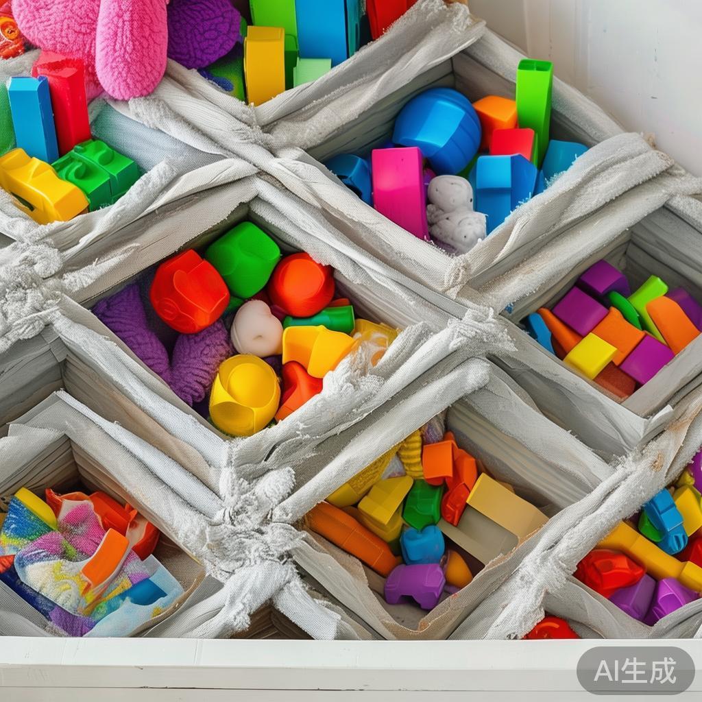 孩子玩具满地跑，用旧爬行垫剪几个收纳格，比买收纳箱省几十块